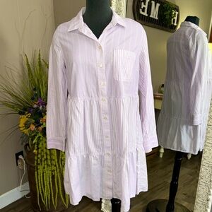 LOFT • Tiered Cotton Shirt Dress